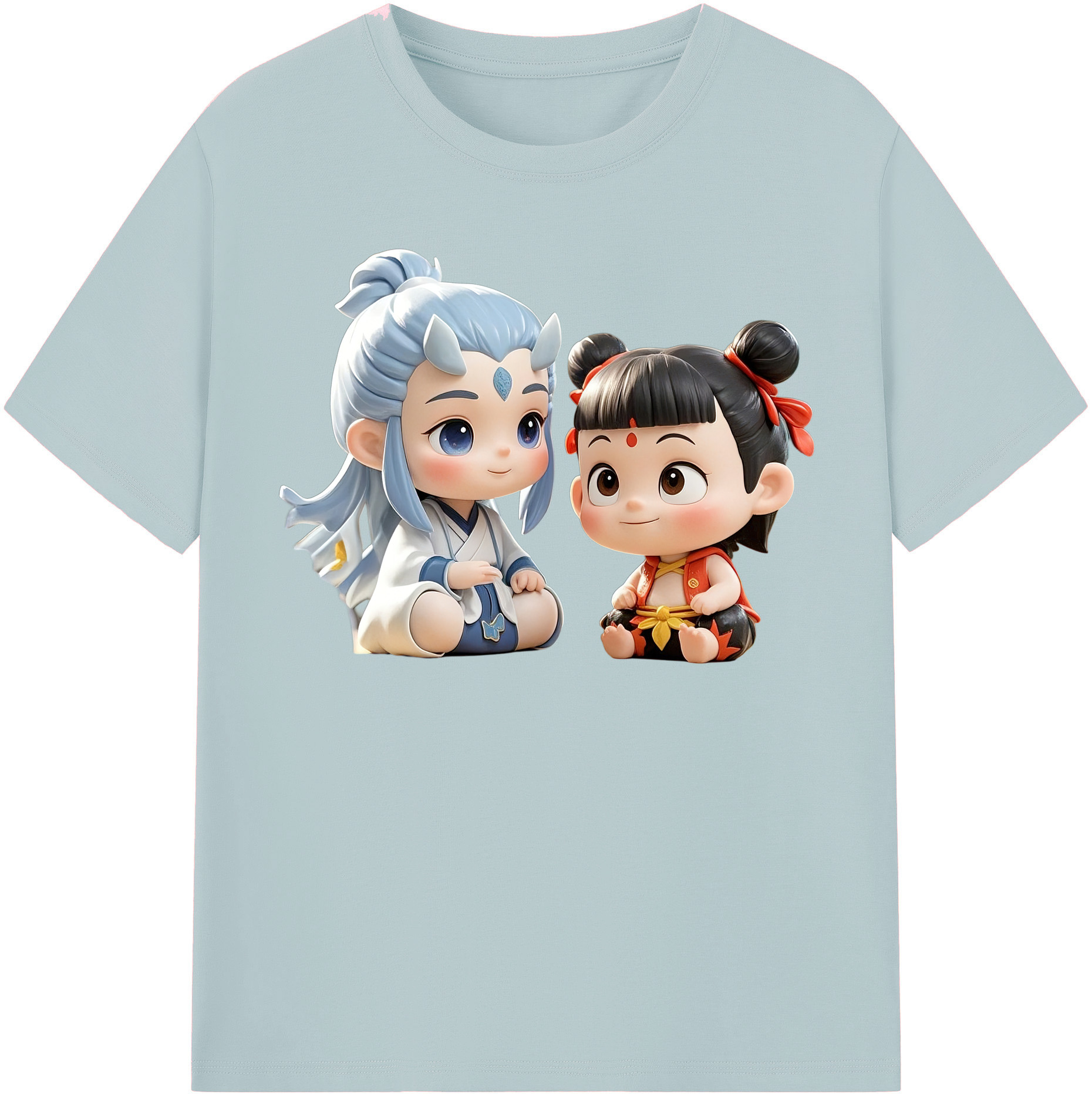 （画像用） Ne Zha 2 ナタ 魔童の大暴れ 綿100％半袖Tシャツ（フロントプリント）